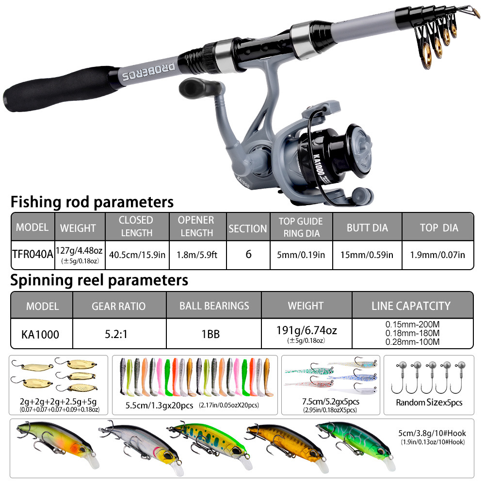 Portable Telescopic Fishing Ro - Freshwater Line review and price