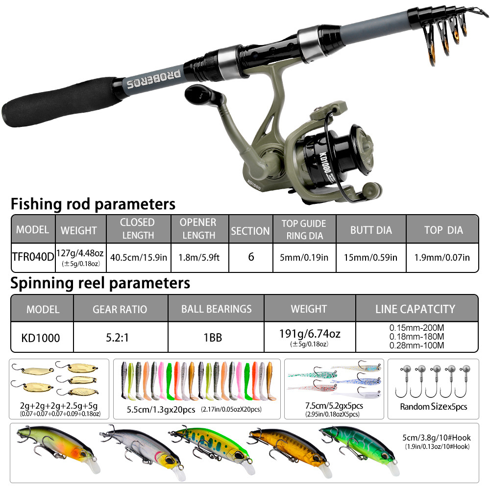 Portable Telescopic Fishing Ro - Freshwater Line review and price